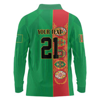 Turkmenistan Black Francolin Custom Long Sleeve Polo Shirt Turkmenistan Turkmenistanyn Baydagy