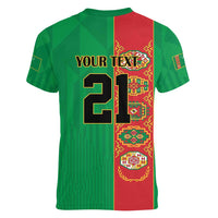 Turkmenistan Black Francolin Custom Women V-Neck T-Shirt Turkmenistan Turkmenistanyn Baydagy