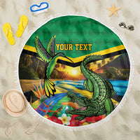 Jamica Hummingbird and Crocodiles Personalized Beach Blanket