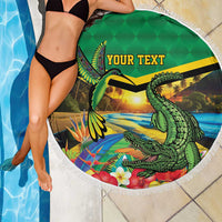 Jamica Hummingbird and Crocodiles Personalized Beach Blanket