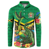 Jamica Hummingbird and Crocodiles Personalized Button Sweatshirt