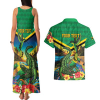 Jamica Hummingbird and Crocodiles Personalized Couples Matching Tank Maxi Dress and Hawaiian Shirt