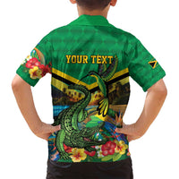 Jamica Hummingbird and Crocodiles Personalized Family Matching Long Sleeve Bodycon Dress and Hawaiian Shirt