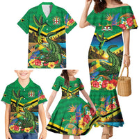 Jamica Hummingbird and Crocodiles Personalized Family Matching Mermaid Dress and Hawaiian Shirt