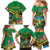 Jamica Hummingbird and Crocodiles Personalized Family Matching Mermaid Dress and Hawaiian Shirt