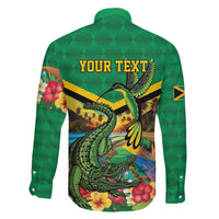 Jamica Hummingbird and Crocodiles Personalized Family Matching Off The Shoulder Long Sleeve Dress and Hawaiian Shirt