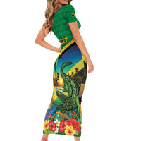 Jamica Hummingbird and Crocodiles Personalized Family Matching Short Sleeve Bodycon Dress and Hawaiian Shirt