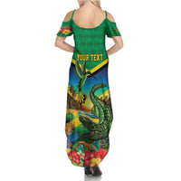 Jamica Hummingbird and Crocodiles Personalized Family Matching Summer Maxi Dress and Hawaiian Shirt