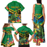 Jamica Hummingbird and Crocodiles Personalized Family Matching Tank Maxi Dress and Hawaiian Shirt