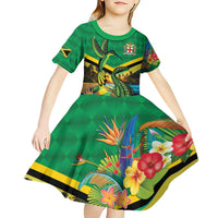 Jamica Hummingbird and Crocodiles Personalized Kid Short Sleeve Dress