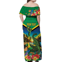 Jamica Hummingbird and Crocodiles Personalized Off Shoulder Maxi Dress