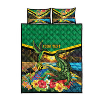 Jamica Hummingbird and Crocodiles Personalized Quilt Bed Set