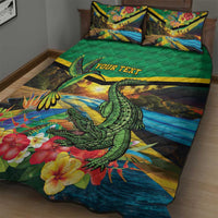 Jamica Hummingbird and Crocodiles Personalized Quilt Bed Set