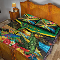 Jamica Hummingbird and Crocodiles Personalized Quilt Bed Set