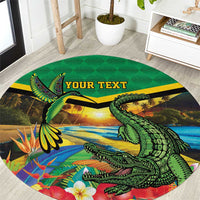 Jamica Hummingbird and Crocodiles Personalized Round Carpet