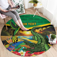 Jamica Hummingbird and Crocodiles Personalized Round Carpet