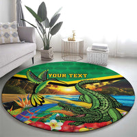 Jamica Hummingbird and Crocodiles Personalized Round Carpet
