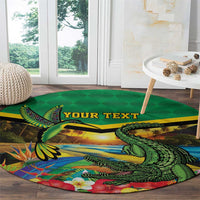 Jamica Hummingbird and Crocodiles Personalized Round Carpet