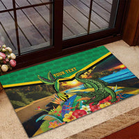 Jamica Hummingbird and Crocodiles Personalized Rubber Doormat
