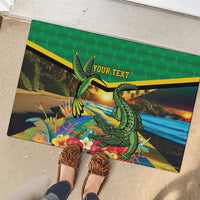 Jamica Hummingbird and Crocodiles Personalized Rubber Doormat