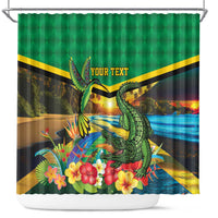 Jamica Hummingbird and Crocodiles Personalized Shower Curtain