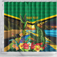 Jamica Hummingbird and Crocodiles Personalized Shower Curtain