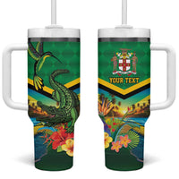 Jamica Hummingbird and Crocodiles Personalized Tumbler With Handle