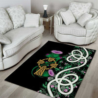 Scottish Celtic Cross Thistle Flowers Area Rug