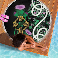 Scottish Celtic Cross Thistle Flowers Beach Blanket