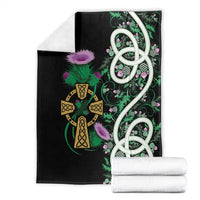 Scottish Celtic Cross Thistle Flowers Blanket