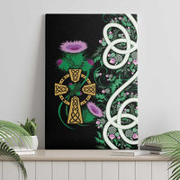 Scottish Celtic Cross Thistle Flowers Canvas Wall Art