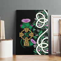 Scottish Celtic Cross Thistle Flowers Canvas Wall Art