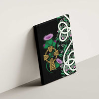 Scottish Celtic Cross Thistle Flowers Canvas Wall Art