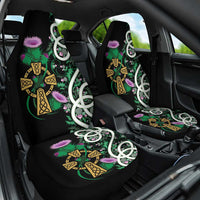 Scottish Celtic Cross Thistle Flowers Car Seat Cover