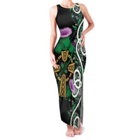 Scottish Celtic Cross Thistle Flowers Family Matching Tank Maxi Dress and Hawaiian Shirt