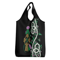 Scottish Celtic Cross Thistle Flowers Grocery Bag