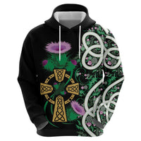 Scottish Celtic Cross Thistle Flowers Hoodie