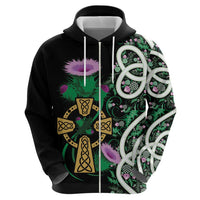 Scottish Celtic Cross Thistle Flowers Hoodie