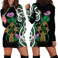 Scottish Celtic Cross Thistle Flowers Hoodie Dress