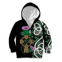 Scottish Celtic Cross Thistle Flowers Kid Hoodie