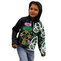 Scottish Celtic Cross Thistle Flowers Kid Hoodie