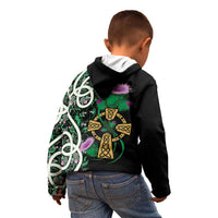 Scottish Celtic Cross Thistle Flowers Kid Hoodie