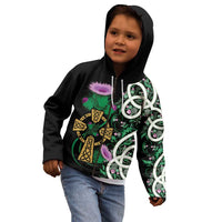 Scottish Celtic Cross Thistle Flowers Kid Hoodie