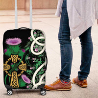 Scottish Celtic Cross Thistle Flowers Luggage Cover