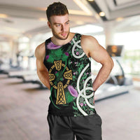 Scottish Celtic Cross Thistle Flowers Men Tank Top
