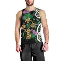 Scottish Celtic Cross Thistle Flowers Men Tank Top