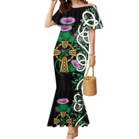 Scottish Celtic Cross Thistle Flowers Mermaid Dress