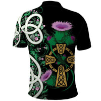Scottish Celtic Cross Thistle Flowers Polo Shirt