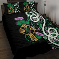 Scottish Celtic Cross Thistle Flowers Quilt Bed Set