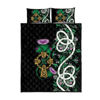 Scottish Celtic Cross Thistle Flowers Quilt Bed Set